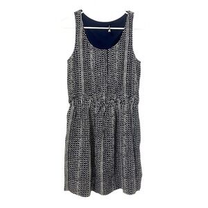 2/$30 Madewell - Navy & Cream Patterned Sleeveless Mini Dress w/ Pockets Size 0